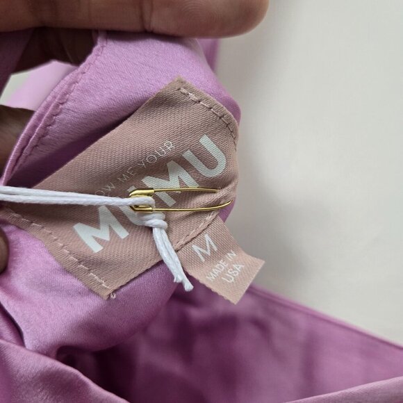 NEW Show Me Your Mumu Mina Midi Dress M Purple Pink Luxe Satin NWT - Picture 9 of 10